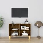 Vidaxl - Tv-schrank Mit Massivholz-beinen Braun Eichen-optik