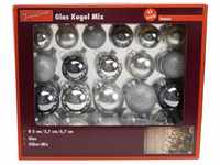Trendline - Glaskugeln silber Mix 42 Stück Weihnachtskugeln Christbaumkugeln Xmas