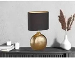 Fischer&honsel - Tischleuchte Foro, Keramikfu&szlig; Bronze Antik & Stoffschirm Schwarz