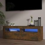 Vidaxl Tv Cabinet With Led Lights Smoked Oak 120x35x40 Cm