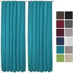 Beautissu - 2er Set Kr&auml;uselband Vorhang Amelie Luna Thermo 140x245cm T&uuml;rkis