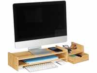 Monitorständer Bambus, Bildschirmerhöhung, PC-Ablage, Bildschirmständer mit