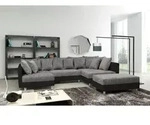 K&uuml;chen Preisbombe - Wohnlandschaft Sofa Couch Ecksofa Eckcouch + Hocker Schwarz /