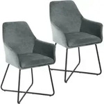 Josie Dining 2er Set Esszimmerstuhl Sessel Polsterstuhl Samt Grau - Svita