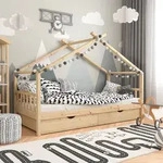 Vitalispa - Hausbett Design, Braun, 90x200 Cm Mit 2 Schubladen