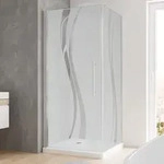 Duschkabine Dusche Dreht&uuml;r Mit Seitenwand 90x90 Eckdusche Liane Chromoptik Echtglas