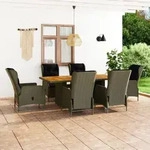 7-tlg. Garten-essgruppe Mit Auflagen Poly Rattan Braun Vidaxl