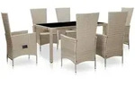 Gartenm&ouml;belset Mit Kissen 7 Teile Geflochtene Rattan Beige