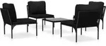 5-tlg. Garten-lounge-set Mit Auflagen Schwarz Pvc Vidaxl