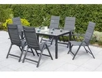 Taviano Set 7tlg 6 Sessel Tisch 150x90cm Alu/textil