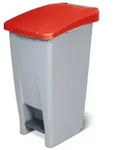 Brb Tretabfalleimer Mit Rollen, Inhalt 60 Liter, Hxbxt 700x380x490 Mm (grau/rot)
