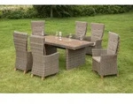 Toskana Set 13tlg 6 Hochlehner Kissen Tisch 185x90cm