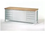 Pavoy Werkbank, 2000x700x900 Mm, 2 Schubladenbl&ouml;cke, 1 Schrank, Ral 7035