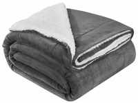 Fleecedecke mit Sherpa - flauschig, warm, waschbar - Decke / Plaid für Bett und