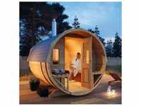 Fass-Sauna Sam, unbehandelt/natur, inkl. Elektro-Ofen (6 kW) - Naturbelassen -