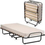 80x190cm Gaestebett Klappbett Tragbar, Auf R&auml;dern, Mit Memory-schaumstoffmatratze,