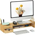 Monitorst&auml;nder, Bambus, Schublade & 5 F&auml;cher, Hxbxt: 13 X 70 X 19 Cm,