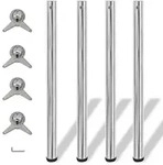4x H&radic;&part;henverstellbares Tischbein Tischbeine Chrom 870 Mm Vidaxl