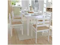 Esszimmerstühle 6 Stk. Küchenstuhl Weiß Massivholz und Samt vidaXL