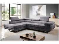 Furnix - Zante Eckcouch L-Form Sofa Schlafsofa Couch Schlaffunktion KR22 Grau