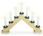 Holz Schwibbogen 39 Cm Mit 7 Led Kerzen Und Timer - Natur - Weihnachtsdeko Mit