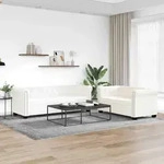 Vidaxl - Chesterfield-sofas 2-sitzer Und 3-sitzer Kunstleder Wei&szlig;