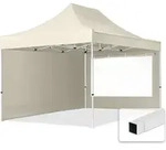 3x4,5 M Faltpavillon, Economy Stahl 30mm, Seitenteile Mit Panoramafenstern, Creme