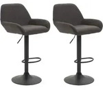 Clp - 2er Set Barhocker Braga Stoff Dunkelgrau Schwarz