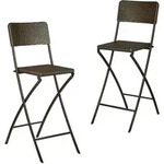 Barhocker Klappbar, 2er Set, Rattan-optik, R&uuml;ckenlehne, Hbt: 115 X 44 X 63 Cm,