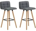 Fst50-dgx2, 2er Set Barhocker Barstuhl Tresenhocker Mit R&uuml;cklehne Hocker Dunkelgrau