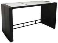Bartisch davos 185x80x110cm, Geflecht schwarz, Tischplatte Glas - schwarz