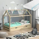 Hausbett Wiki, Braun, 90x200 Cm Mit G&auml;stebett Und Matratze, Vitalispa