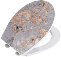 Premium Wc-sitz Grey Marble Mit Relief, Aus Antibakteriellem Duroplast, Mit