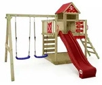 Spielturm Kletterger&uuml;st Smart Cave Mit Schaukel & Rutsche, Baumhaus Mit Sandkasten,