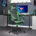 Gaming-stuhl Mit Fu&szlig;st&uuml;tze Schwarz Und Gr&uuml;n Kunstleder Vidaxl