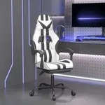 Vidaxl Gaming-stuhl Mit Fu&szlig;st&uuml;tze Drehbar Wei&szlig; & Schwarz Kunstleder