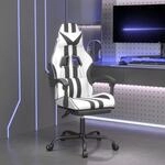 Vidaxl Gaming Chair With Footrest White And Black Faux Leather