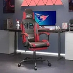 Gaming-stuhl Mit Fu&szlig;st&uuml;tze Drehbar Schwarz & Rot Kunstleder Vidaxl