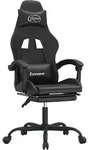 Vidaxl Swivel Gaming Chair With Footrest Black Faux Leather