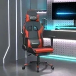 Vidaxl Massage Gaming Chair With Footrest Black&red Faux Leather