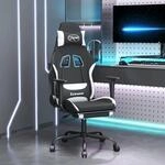 Vidaxl Gaming Chair With Footrest Black And White Fabric