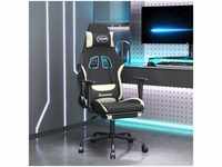 Bonnevie - Gaming-Stuhl mit Massage & Fußstütze Schwarz und Creme Stoff
