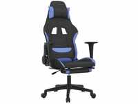 Gaming-Stuhl mit Massage & Fußstütze Schwarz und Blau Stoff vidaXL845018