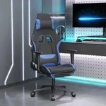The Living Store Gaming-stuhl Mit Massage & Fu&szlig;st&uuml;tze Schwarz Und Blau Stoff -