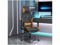 Bonnevie - Gaming-Stuhl mit Massage & Fußstütze Schwarz und Orange Stoff