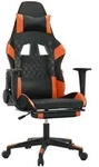 Gaming-stuhl Mit Massage & Fu&szlig;st&uuml;tze Schwarz Orange Kunstleder Vidaxl