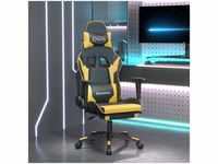 Gaming-Stuhl mit Massage & Fußstütze Schwarz Golden Kunstleder vidaXL163702
