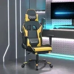 Gaming-stuhl Mit Massage & Fu&szlig;st&uuml;tze Schwarz Golden Kunstleder Vidaxl