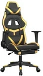 Vidaxl Massage Gaming Chair With Footrest Black&gold Faux Leather