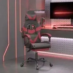 Vidaxl Swivel Gaming Chair With Footrest Black&wine Red Faux Leather